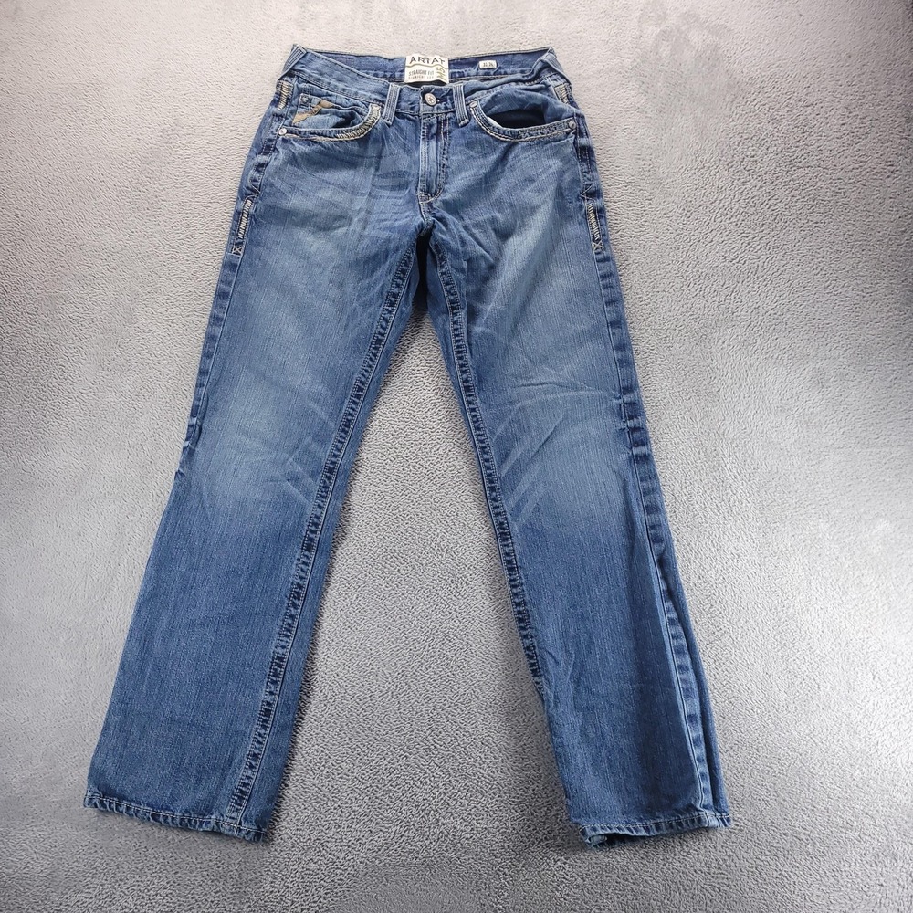 Ariat Jeans Mens 32x34 Blue M5 Ridgeline Straight Leg Gambler Western Workwear